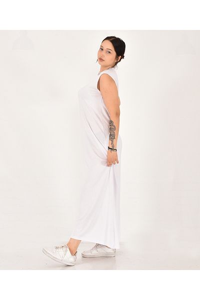 Pollux Women's Stand Collar Zero Sleeve Undershirt Dress