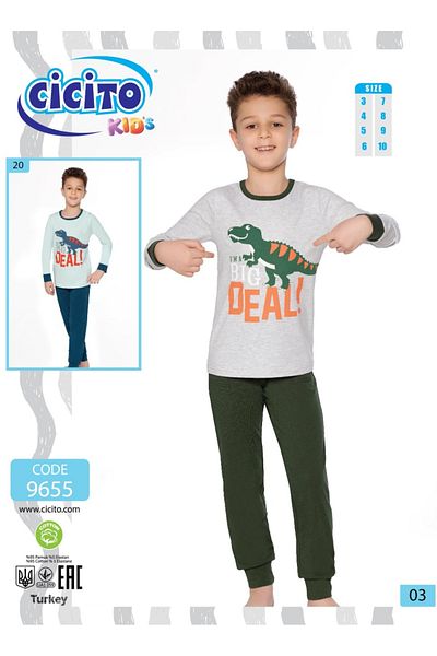 Cicito Boy's Cotton Elastane Fabric Pajamas Set 9655