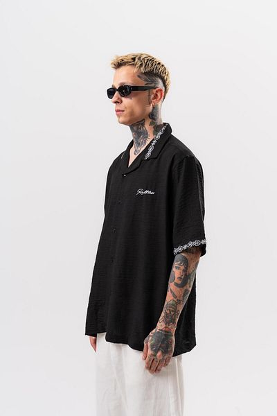 Respire Men's Ruthless Embroidered Oversize Shirt Black