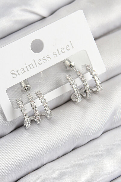 Skygo Brass Zircon Stone Model Silver Color Women's Earrings - Tj-Bkp11102