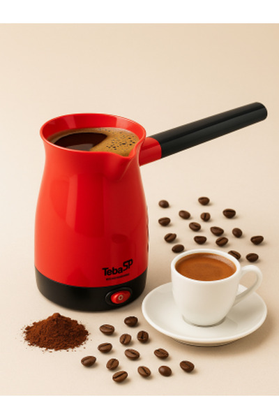 KAMPANYALI Tb Red Electric Coffee Pot – 300 Ml, 4 Cup Capacity, Fast Heating, Ergonomic Handle