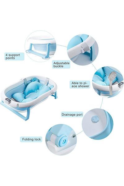 COOYA Baby Bathtub,Foldable with Temperature Sensingand and Cushion Pad,Water Plug Non-Slip,for Newborn