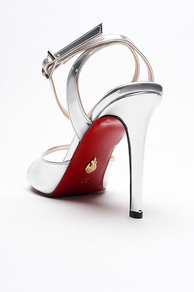 Ayakkabı Ateşi Women's Thin Band Back Helmet Heeled Shoes Livora Silver Mirror