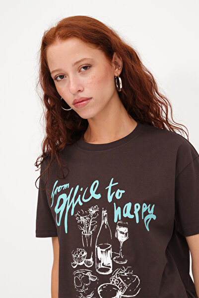 Addax Μπλουζάκι με στάμπα Crew Neck P10505