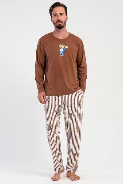 VİENETTA Cotton Men's Long Sleeve Pajama Suit, 503074