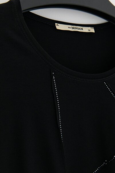 Nihan Büyük Beden Penye Bluz Siyah
