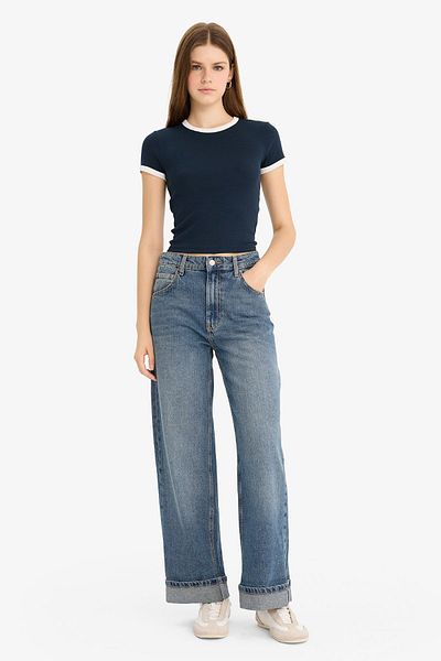 DeFacto Fitted Crew Neck Rib Short Sleeve T-Shirt F9823Ax25Au