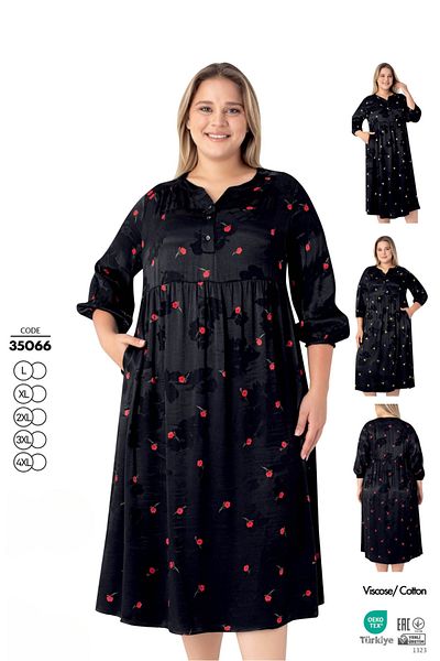 Juliet Deluxe Women's Plus Size Jacquard Satin Cotton Viscose Fabric Patterned Dress 35066