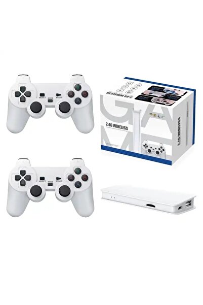 FOXMAG24 TV game console, wireless, 4K, Ultra HD, 2 controllers, 64gb, Game Stick Pro, white