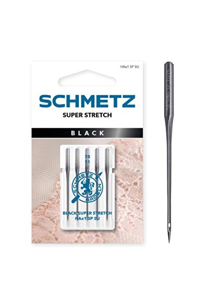 SCHMETZ Set 5 ace de cusut negre, materiale elastice delicate, finesse 75, HA...