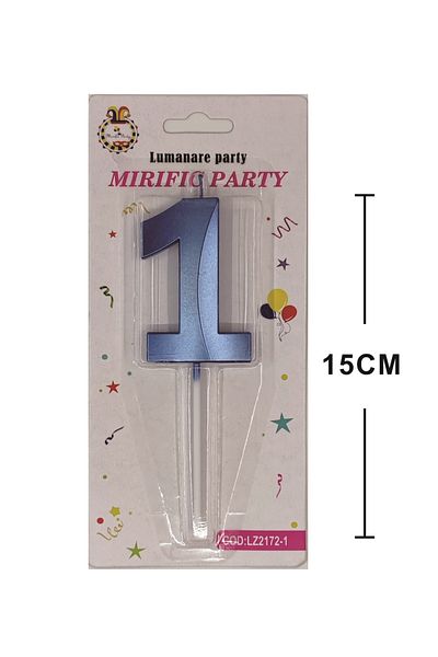 SDX Market Cake candle, number 1, Neon Blue, 15 cm