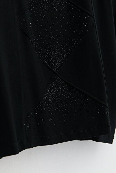 Nihan Büyük Beden Penye Bluz Siyah