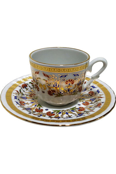 Armada Çini Ar 683 Tulip Carnation Gold Gilded 2-Piece Cup Set