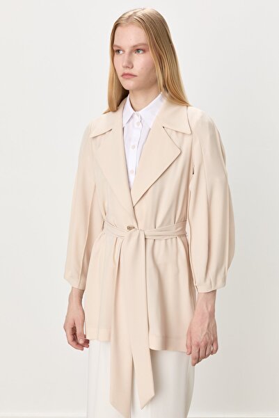 Nihan Beli Kuşaklı Ceket Bej