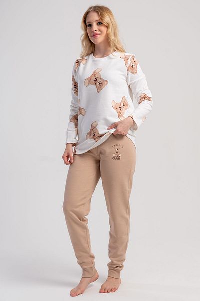 VİENETTA Cotton Women's Long Sleeve Pajamas Suit, 502168