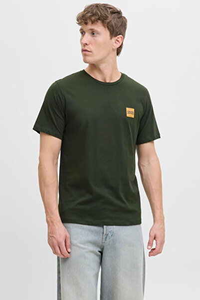 Jack & Jones Men's Chest Minimal Logo Printed T-Shirt - Brandy