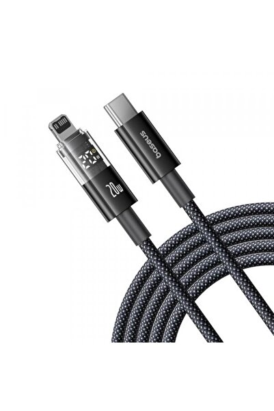 Baseus Cablu de date și încărcare USB-C la Lightning Display 2, 20W, 1 m, negru
