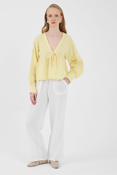 Rays White Linen Look 100% Cotton Pocket Wide Leg Trousers 8054A