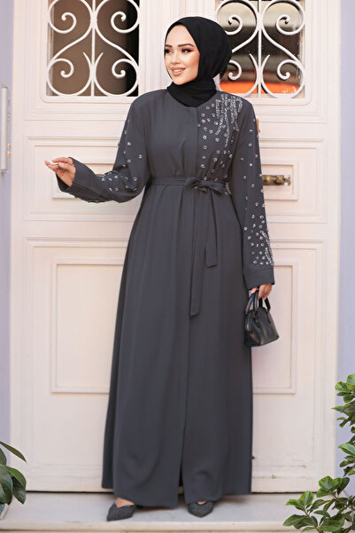 N.S NEVA STYLE Hijab afumat brodat cu margele Ferace 29101FU