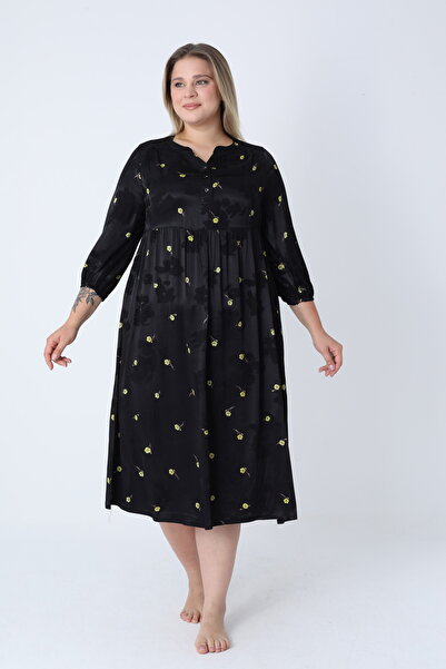 Juliet Deluxe Women's Plus Size Jacquard Satin Cotton Viscose Fabric Patterned Dress 35066