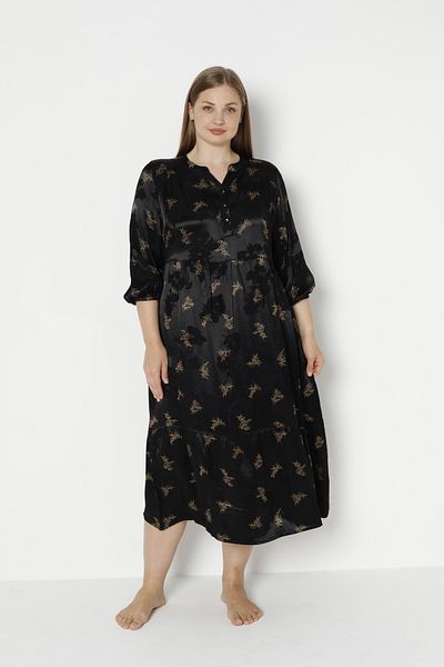 Juliet Deluxe Women's Plus Size Jacquard Satin Cotton Viscose Fabric Patterned Dress 35065