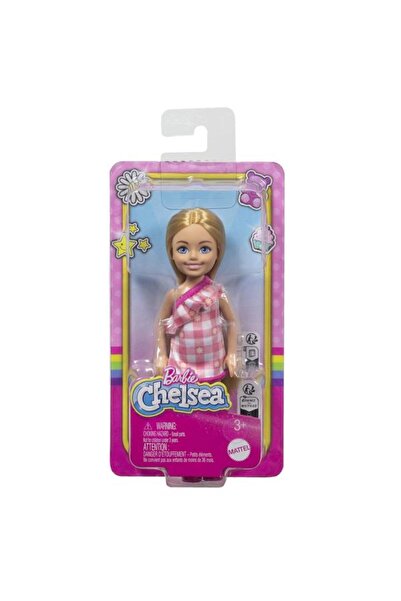 Barbie Κούκλα Chelsea - Ξανθιά με Ροζ Καρό Φόρεμα - - Mattel