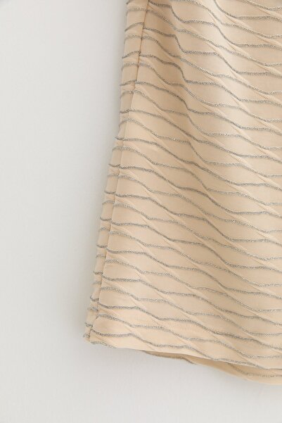 Nihan Simli Degaje Yaka Bluz Krem