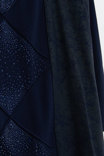 Nihan Büyük Beden Penye Bluz Lacivert