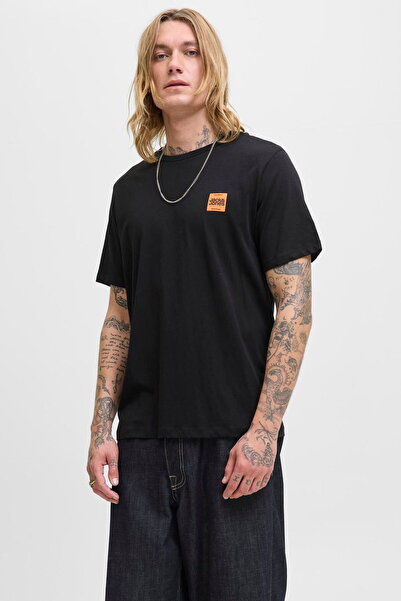 Jack & Jones Ανδρικό μπλουζάκι με εμπριμέ λογότυπο στο στήθος - Brandy