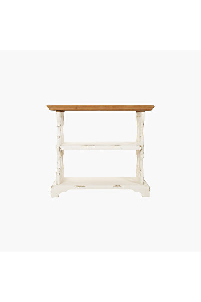 JASMIN CONCEPTS Eskitilmiş Doğal Ahşap Raf Beyaz 90X36X81.5cm