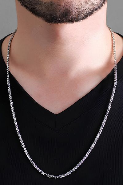 Takı Dükkanı Thin Sports Model Men's Steel Necklace Chain Fox Tail 3mm 55cm Acb01K