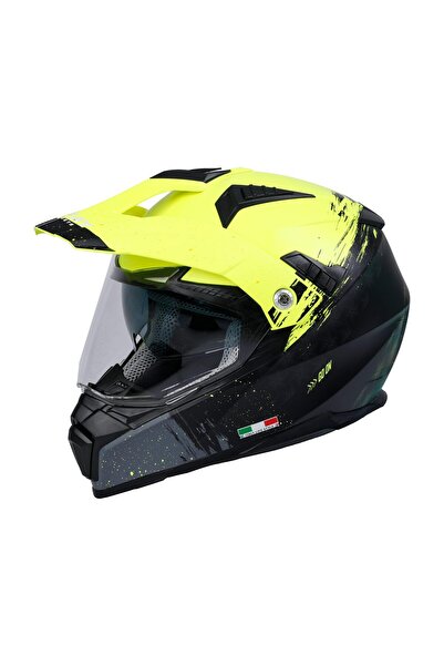 Sway X60 Solid Full Face Enduro Touring Adventure Kapalı Motosiklet Kaskı XL Beden Sarı Siyah