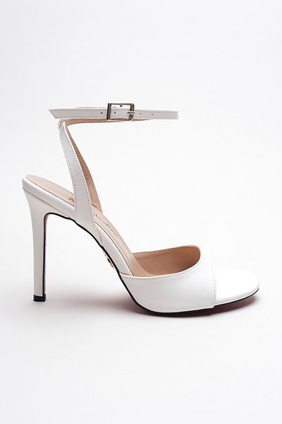 Ayakkabı Ateşi Women's Thin Band Back Helmet Heeled Shoes Livora White Skin