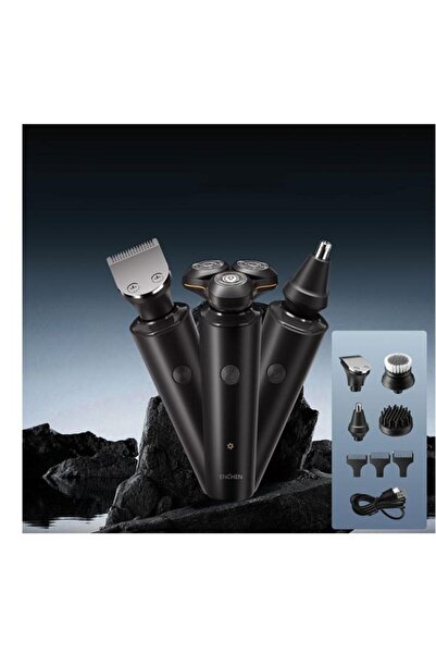 Enchen Ηλεκτρική ξυριστική μηχανή X8S-C, Ξηρή και Υγρή, 5 Ανεξάρτητες Κεφαλές, Μοτέρ 5W, 600mAh (Μαύρο)