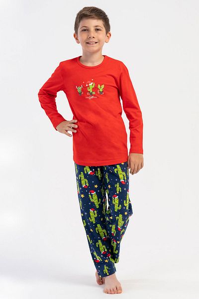 VİENETTA Cotton Boy's Long Sleeve Pajama Set (5-6/13-14), 503276