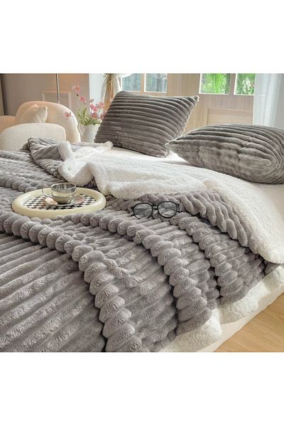 OEM Cocolino blanket with fur, gray 200 x 230