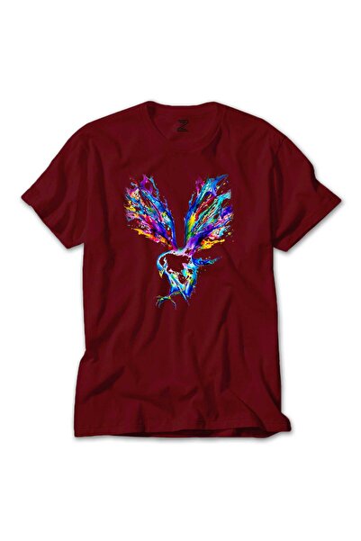 CrowsGate تي شيرت ملون بألوان مائية حمامة باللون الأحمر مقاس 2XL