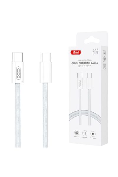 REDz Accessories XO-Q260A Cable, Type-C to Type-C, 1M, for iPhone 15/16 and Android, Data Transfer, Fast 60W, White
