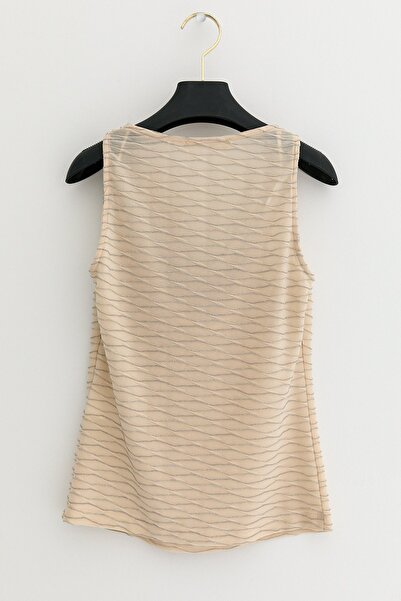 Nihan Simli Degaje Yaka Bluz Krem