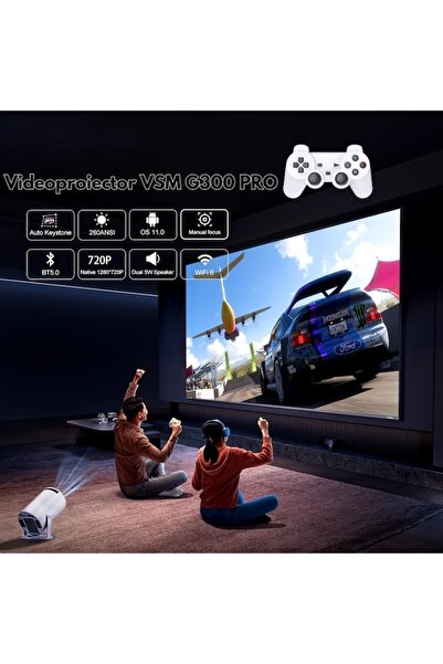 FOXMAG24 Gaming console with 4K projector, remote, WiFi, Bluetooth, auto image correction, speaker, HDMI/USB
