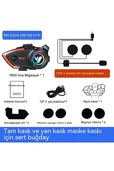 Dynego Y80 Evrensel X2 Motosiklet Kask İnterkom Telsiz 1km Anc Intercom