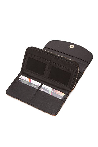 Newish Women's Brown Faux Leather Card Holder and Wallet