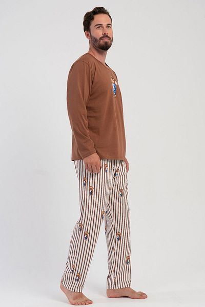 VİENETTA Cotton Men's Long Sleeve Pajama Suit, 503074