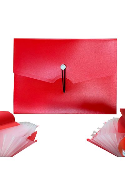 FLY COLOR 7 Compartment Bellows Presentation File Elastic Red 25*35cm