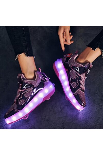 Jiffy XAQA Upgraded USB Rechargeable Sparkle Skate LED Light up Shoes with Removable Wheels & Unique Desig