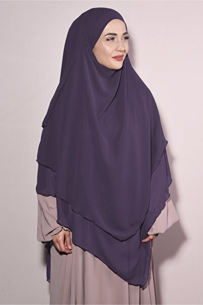 Ns nowascarf Uzun Sufle Khimar Peçeli Bağlamalı Şal Rose