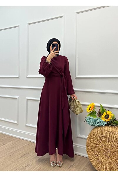 demet's collection HÜLYA Balon Kol- Yandan Bağlama Detaylı Krep Kumaş Elbise