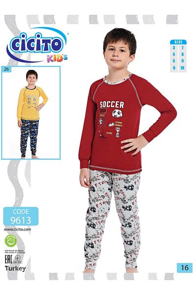 Cicito Boy's Cotton Elastane Fabric Pajamas Set 9613