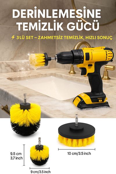 TOYFEST 3-Piece Drill Compatible Cleaning Brush Set - Professional Cleaning Solution for Home & Vehicle