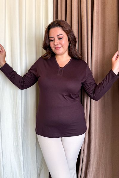 ModaPlaza Women's 3 Button Blouse